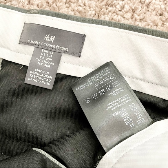 SOLD NWT H&M Slim Fit Suit Pants in Grey Green Size 30R - Picture 7 of 10